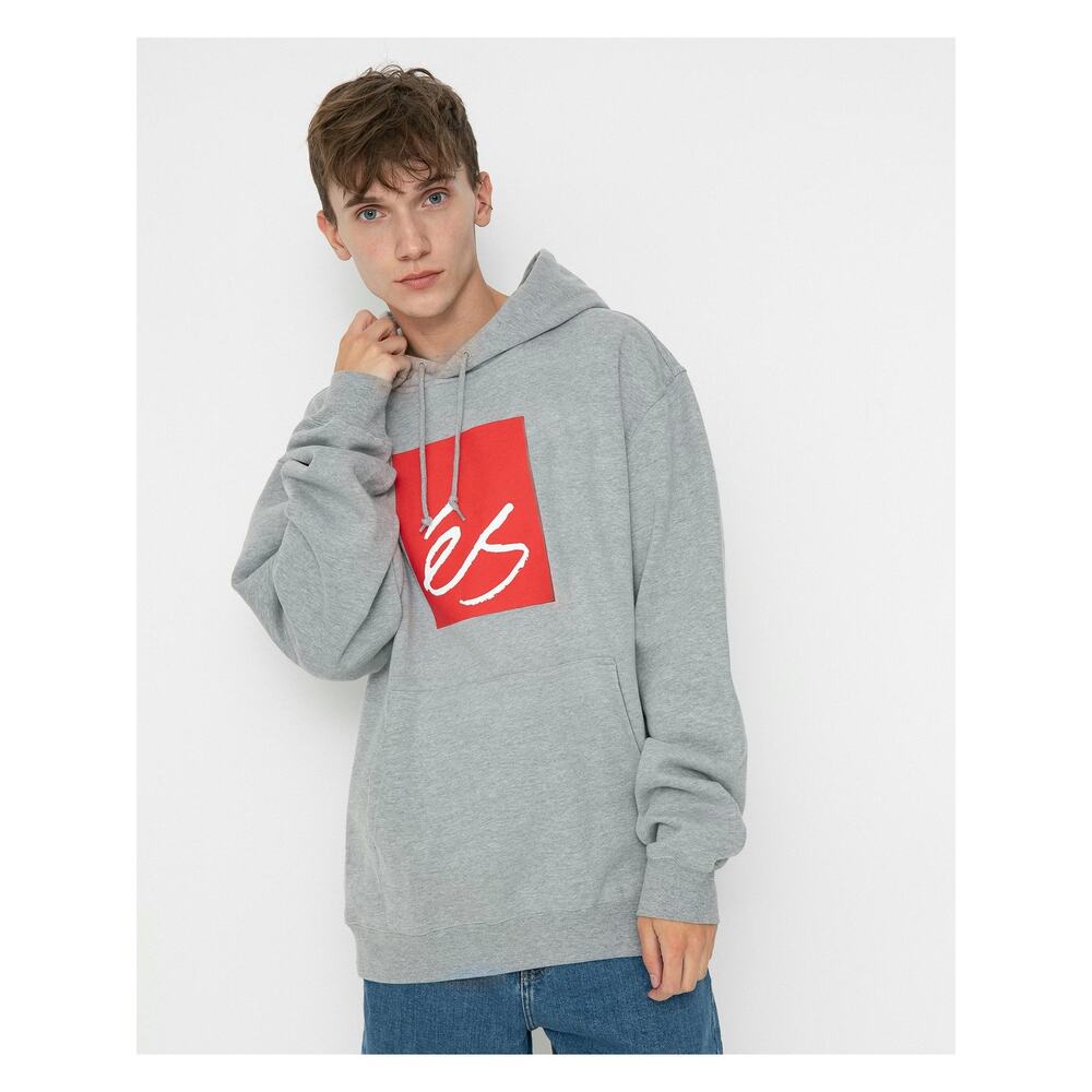 Es Skateboarding Men's Main Block Fleece Hoodie Sweatshirt in Heather Grey